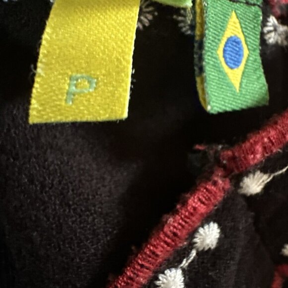 FARM Rio XS Sleeveless Black Cutwork Open-Back Top Embroidered Boho Fruit Floral - Picture 11 of 12